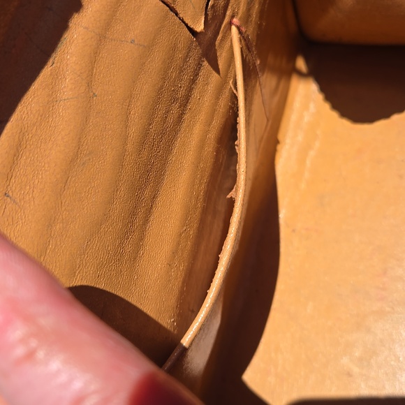 HAND TOOLED Cowhide Leather Purse with Melamine handle. VINTAGE Brown /Tan - Picture 16 of 17